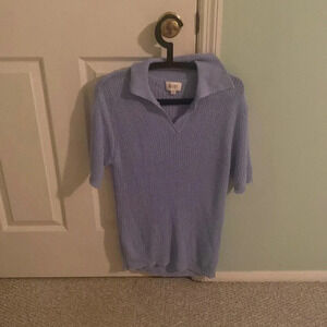 Bibi knit short sleeve sweater, blue, oversized, size S.